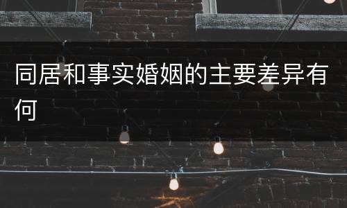 同居和事实婚姻的主要差异有何