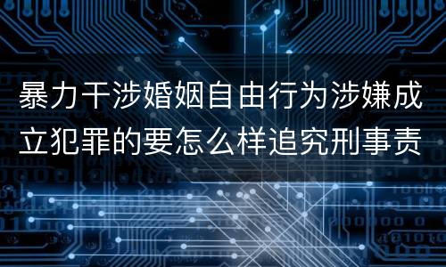 暴力干涉婚姻自由行为涉嫌成立犯罪的要怎么样追究刑事责任