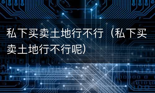 私下买卖土地行不行（私下买卖土地行不行呢）