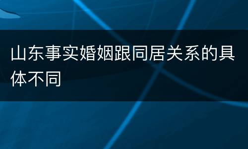 山东事实婚姻跟同居关系的具体不同