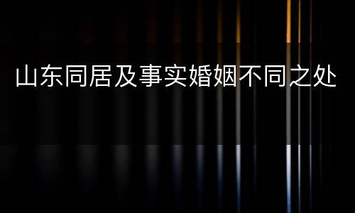 山东同居及事实婚姻不同之处