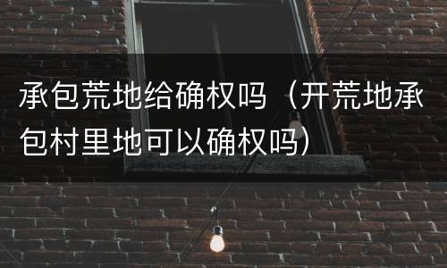 承包荒地给确权吗（开荒地承包村里地可以确权吗）