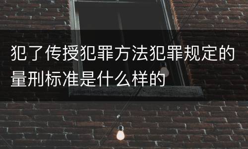 犯了传授犯罪方法犯罪规定的量刑标准是什么样的