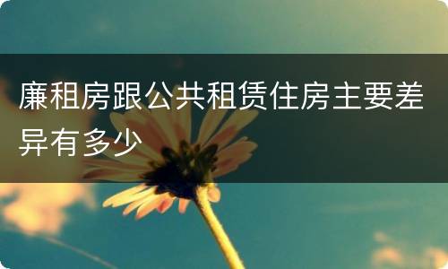 廉租房跟公共租赁住房主要差异有多少