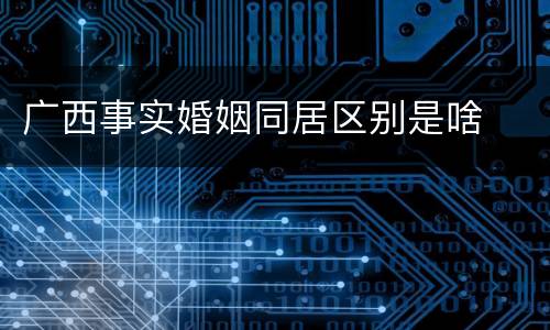 广西事实婚姻同居区别是啥