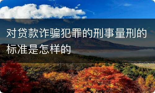 对贷款诈骗犯罪的刑事量刑的标准是怎样的