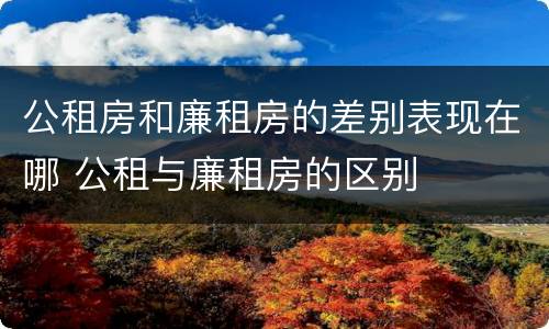 公租房和廉租房的差别表现在哪 公租与廉租房的区别