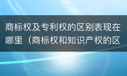 商标权及专利权的区别表现在哪里（商标权和知识产权的区别）