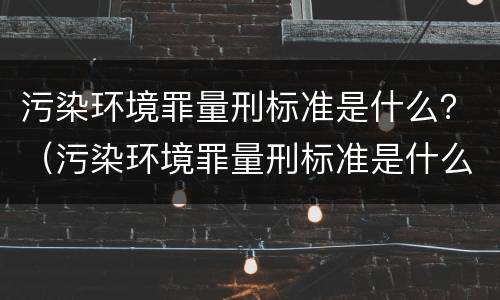 污染环境罪量刑标准是什么？（污染环境罪量刑标准是什么意思）