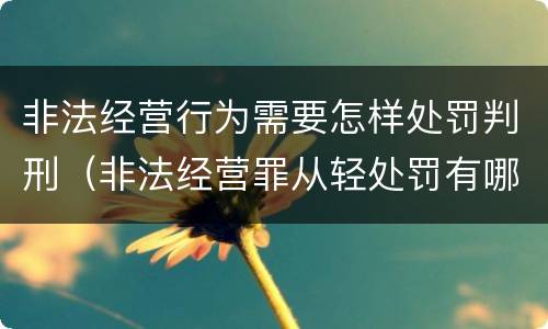 非法经营行为需要怎样处罚判刑（非法经营罪从轻处罚有哪些）