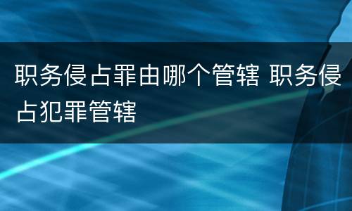 职务侵占罪由哪个管辖 职务侵占犯罪管辖