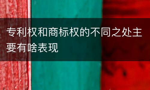 专利权和商标权的不同之处主要有啥表现