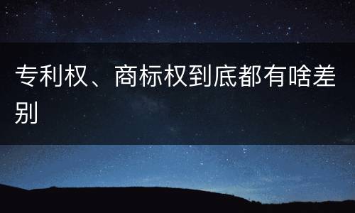 专利权、商标权到底都有啥差别