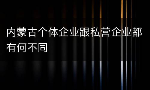 内蒙古个体企业跟私营企业都有何不同