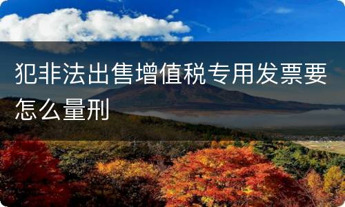 犯非法出售增值税专用发票要怎么量刑