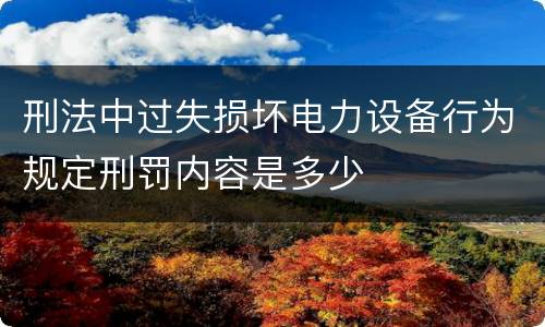 刑法中过失损坏电力设备行为规定刑罚内容是多少