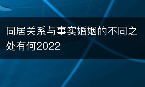 同居关系与事实婚姻的不同之处有何2022