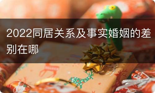 2022同居关系及事实婚姻的差别在哪