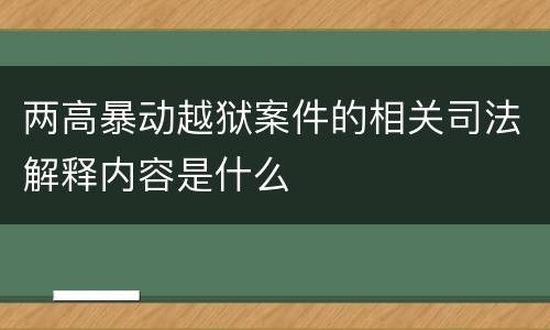 两高暴动越狱案件的相关司法解释内容是什么