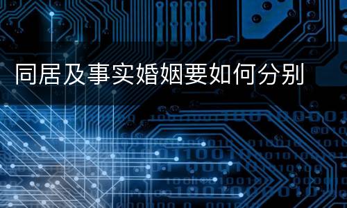 同居及事实婚姻要如何分别