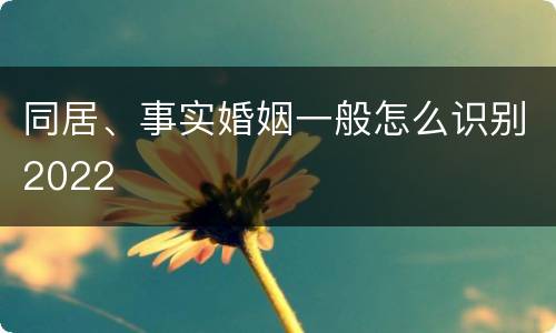 同居、事实婚姻一般怎么识别2022