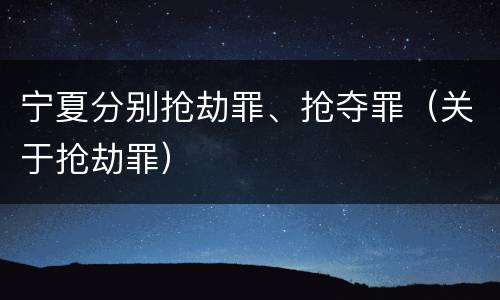 宁夏分别抢劫罪、抢夺罪（关于抢劫罪）