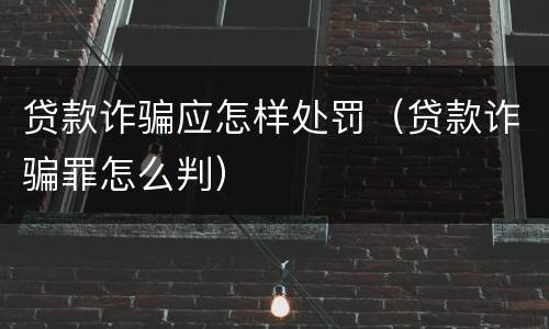 贷款诈骗应怎样处罚（贷款诈骗罪怎么判）