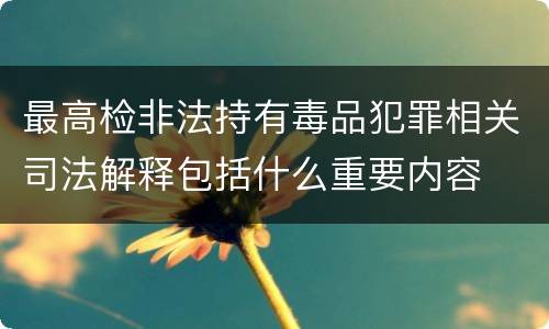 最高检非法持有毒品犯罪相关司法解释包括什么重要内容