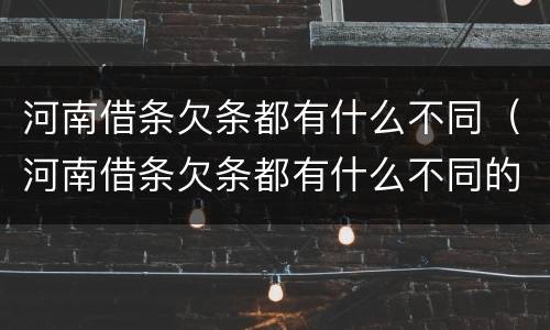 河南借条欠条都有什么不同（河南借条欠条都有什么不同的）
