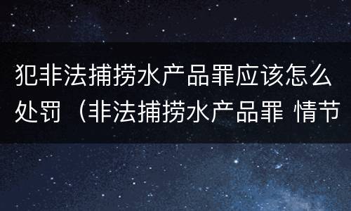 犯非法捕捞水产品罪应该怎么处罚（非法捕捞水产品罪 情节严重）