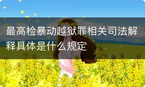 最高检暴动越狱罪相关司法解释具体是什么规定