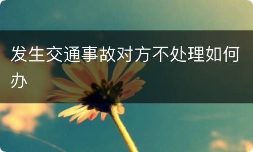 发生交通事故对方不处理如何办