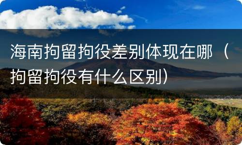 海南拘留拘役差别体现在哪（拘留拘役有什么区别）