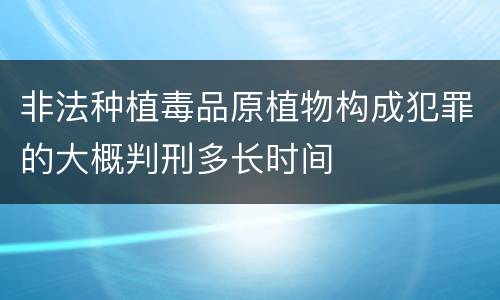 非法种植毒品原植物构成犯罪的大概判刑多长时间