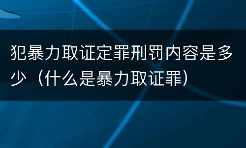 犯暴力取证定罪刑罚内容是多少（什么是暴力取证罪）