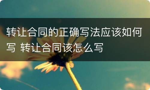 转让合同的正确写法应该如何写 转让合同该怎么写