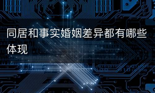 同居和事实婚姻差异都有哪些体现