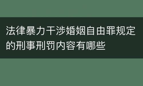 法律暴力干涉婚姻自由罪规定的刑事刑罚内容有哪些