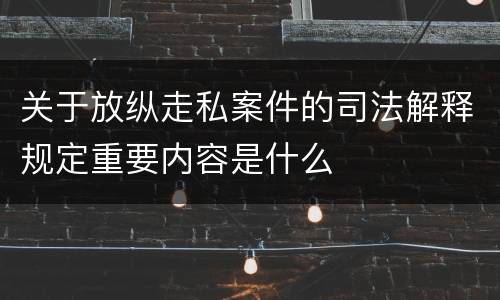 关于放纵走私案件的司法解释规定重要内容是什么