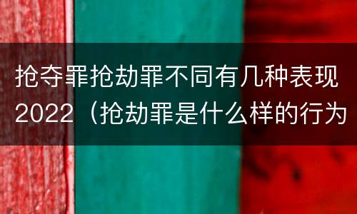 抢夺罪抢劫罪不同有几种表现2022（抢劫罪是什么样的行为）