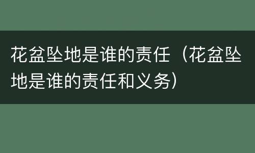 花盆坠地是谁的责任（花盆坠地是谁的责任和义务）