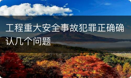 工程重大安全事故犯罪正确确认几个问题