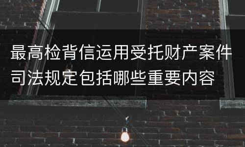 最高检背信运用受托财产案件司法规定包括哪些重要内容