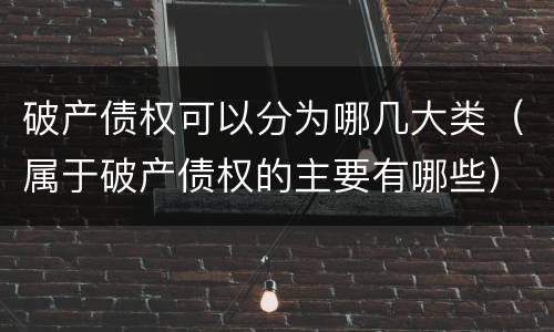 破产债权可以分为哪几大类（属于破产债权的主要有哪些）
