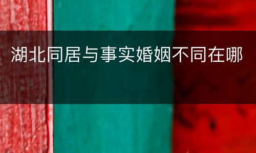 湖北同居与事实婚姻不同在哪