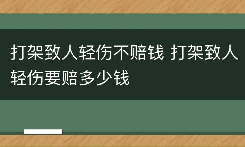 打架致人轻伤不赔钱 打架致人轻伤要赔多少钱
