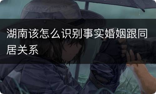 湖南该怎么识别事实婚姻跟同居关系