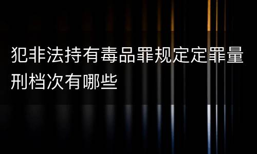 犯非法持有毒品罪规定定罪量刑档次有哪些