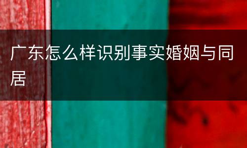 广东怎么样识别事实婚姻与同居