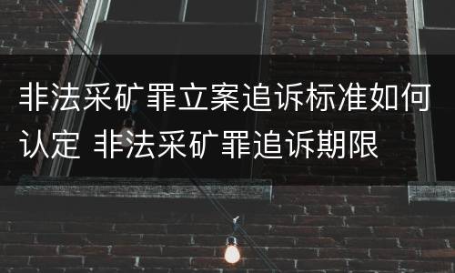 非法采矿罪立案追诉标准如何认定 非法采矿罪追诉期限